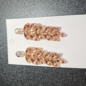 Women's Gold Pink Rhinestone Crystal Statement Earrings Prom Jewelry Fashion